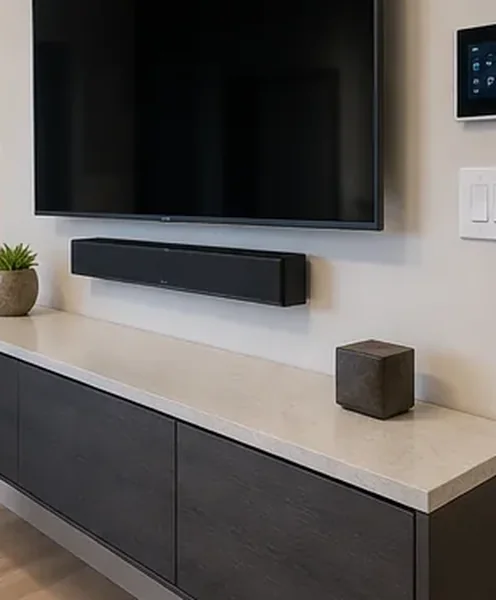 Clean television and audio-video equipment setup