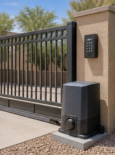 Automated sliding gate operator and keypad