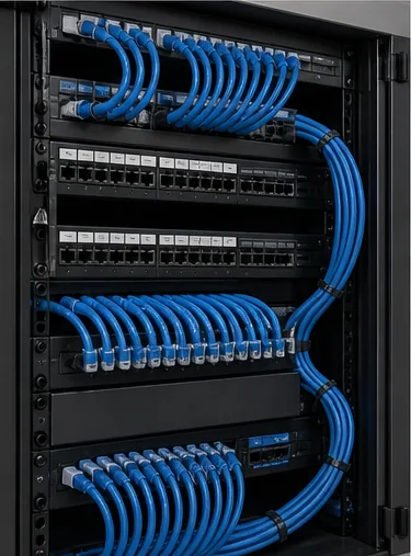 Organized network cabling and patch panels