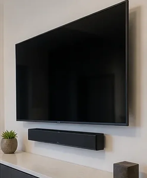 Wall-mounted television with concealed wiring